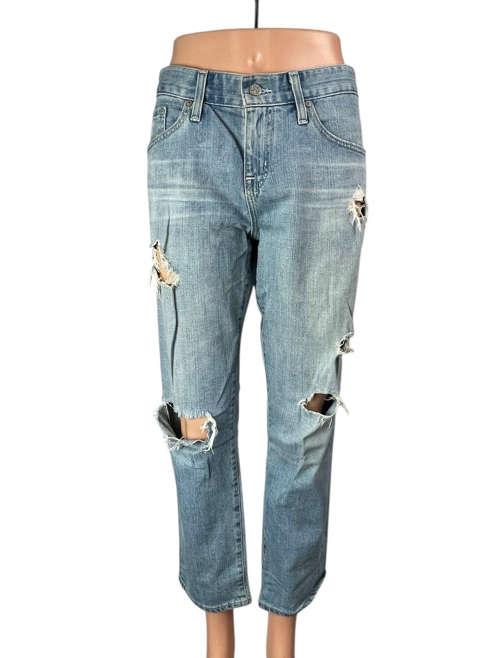 Adriano Goldschmied Distressed Slouchy Slim Boyfriend Denim Jeans Pants Size 28R